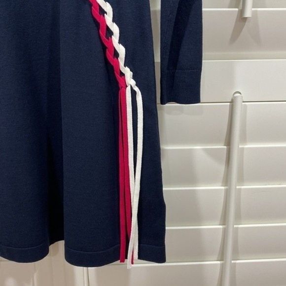 Karen Millen Lace-up ribbon Navy Sweater Dress. XS - Picture 3 of 5
